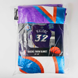60x80 Raschel Fleece Throw - Karl Malone - Purple - Primary - Uncanny Brands