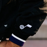 Utah Jazz Purple Script '79 Pullover Windbreaker - Black - Wild Collective