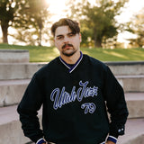 Utah Jazz Purple Script '79 Pullover Windbreaker - Black - Wild Collective