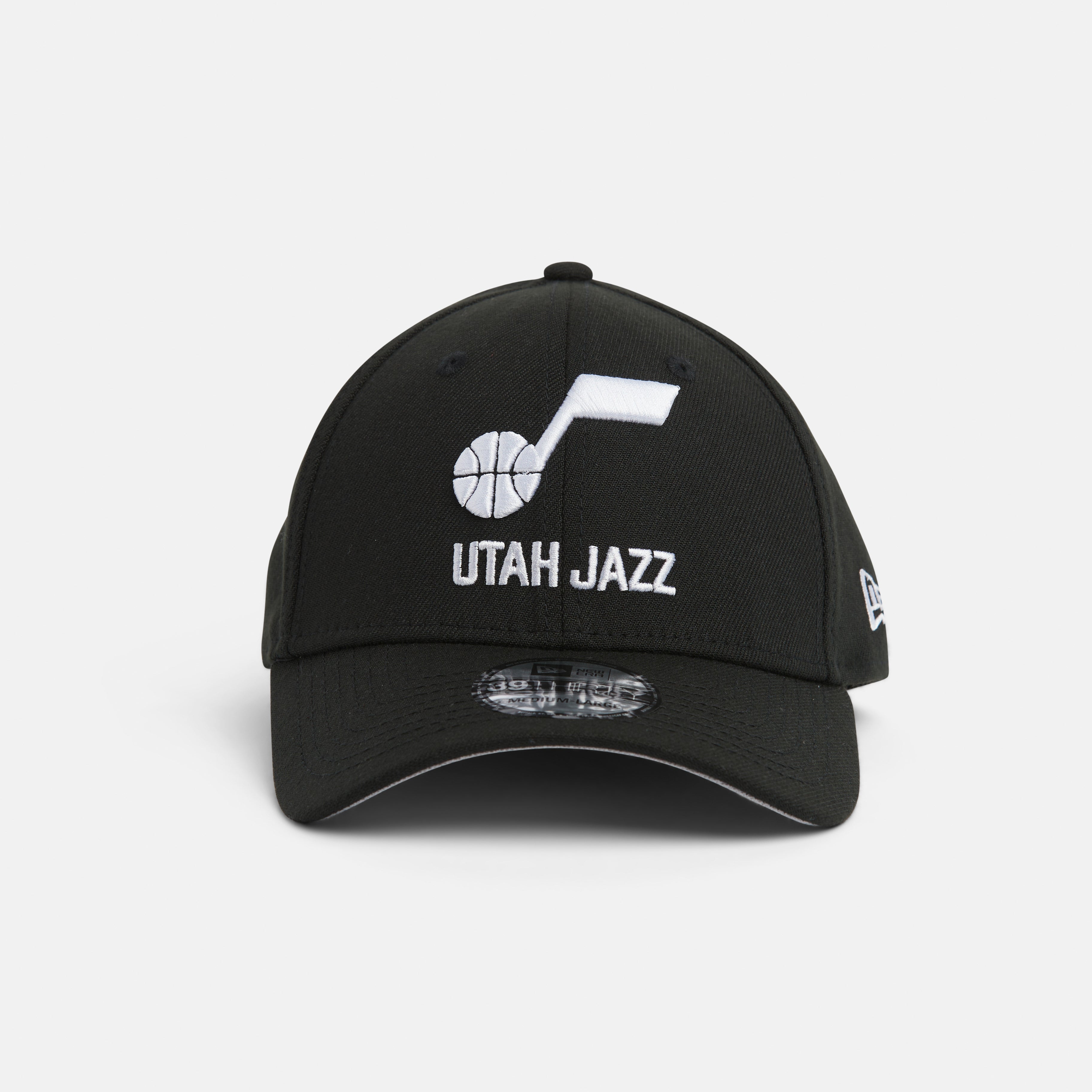 Front black 3930 with white not and Utah Jazz wordmark logo.