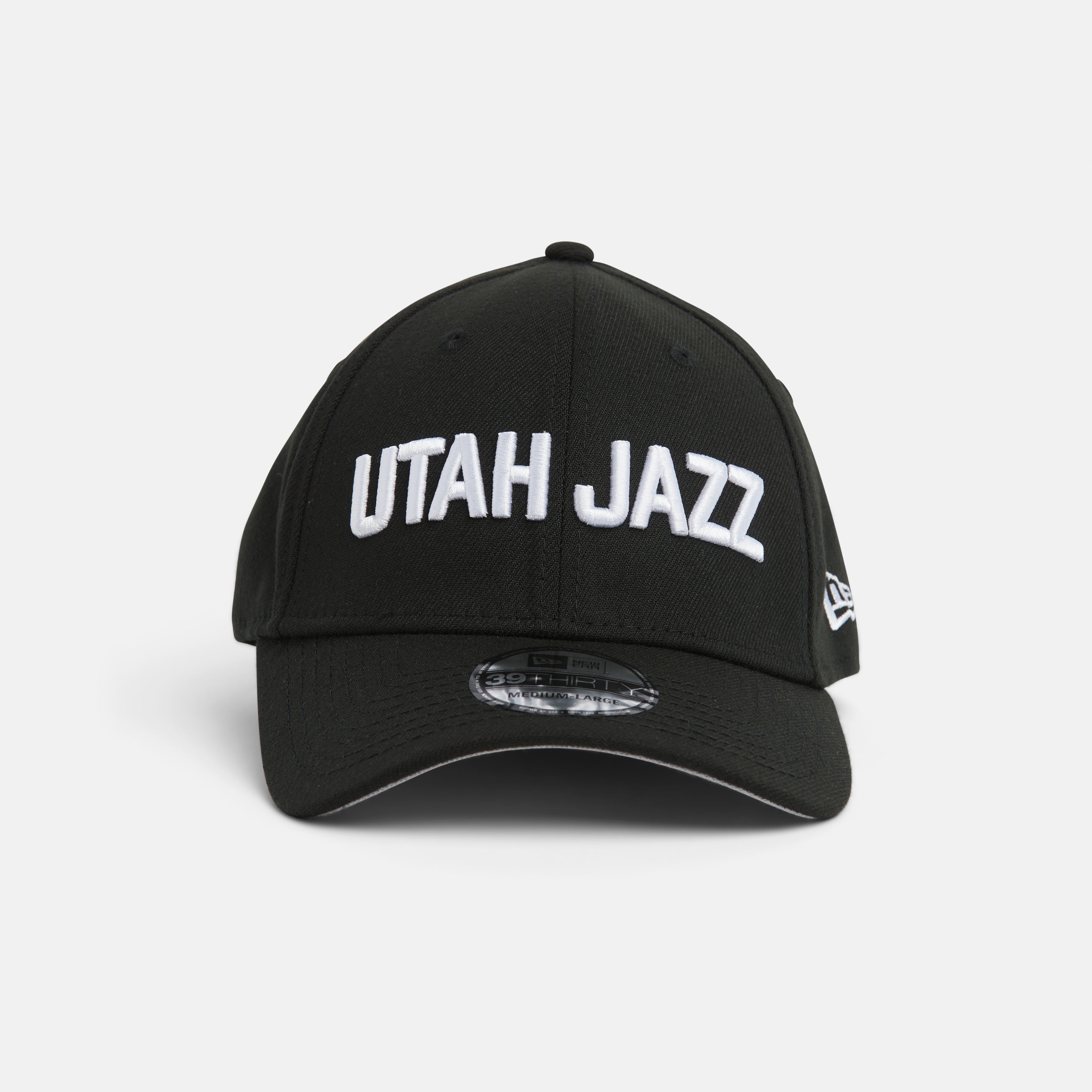 Front black 3930 with white Utah Jazz wordmark logo.