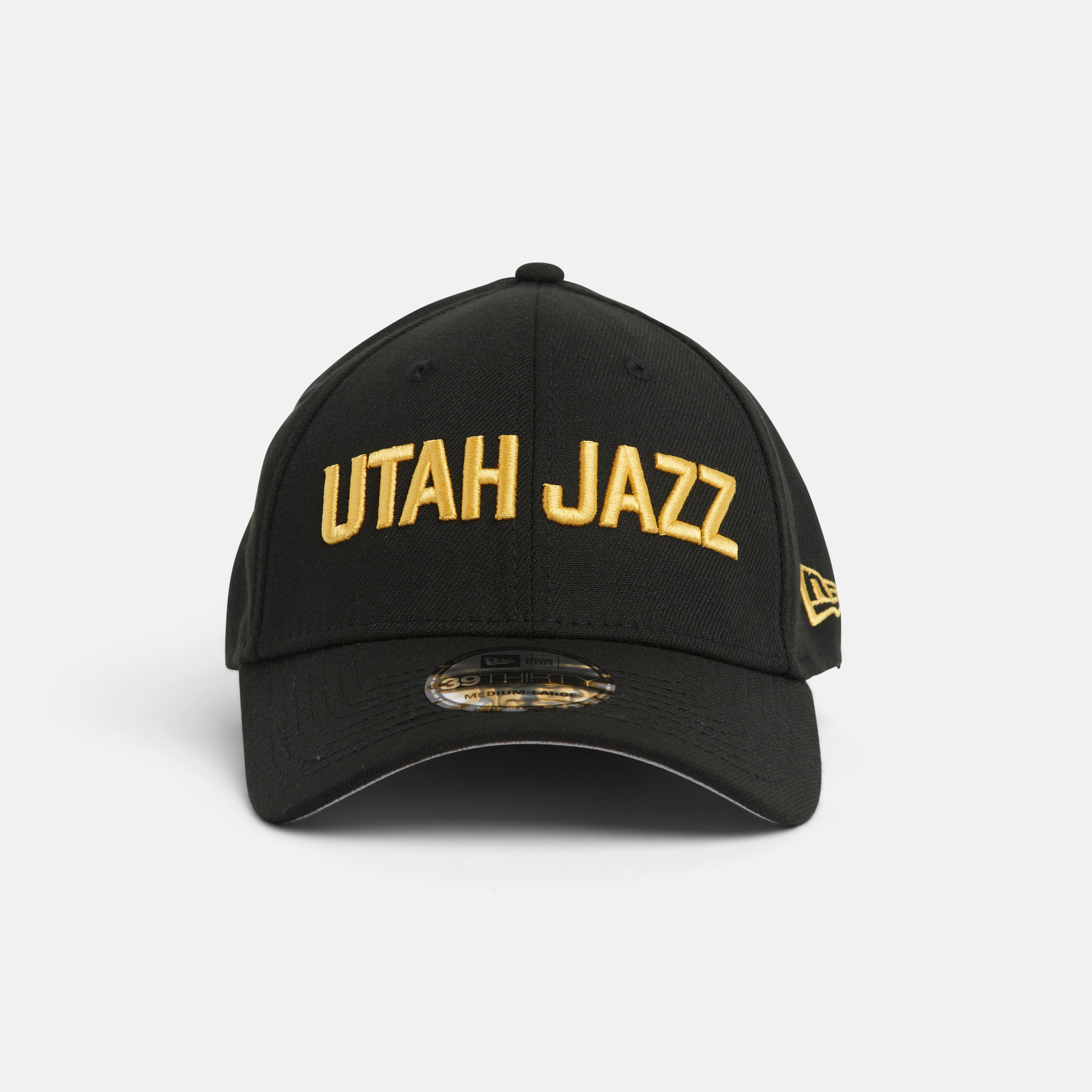 Front black 3930 with yellow Utah Jazz wordmark logo.