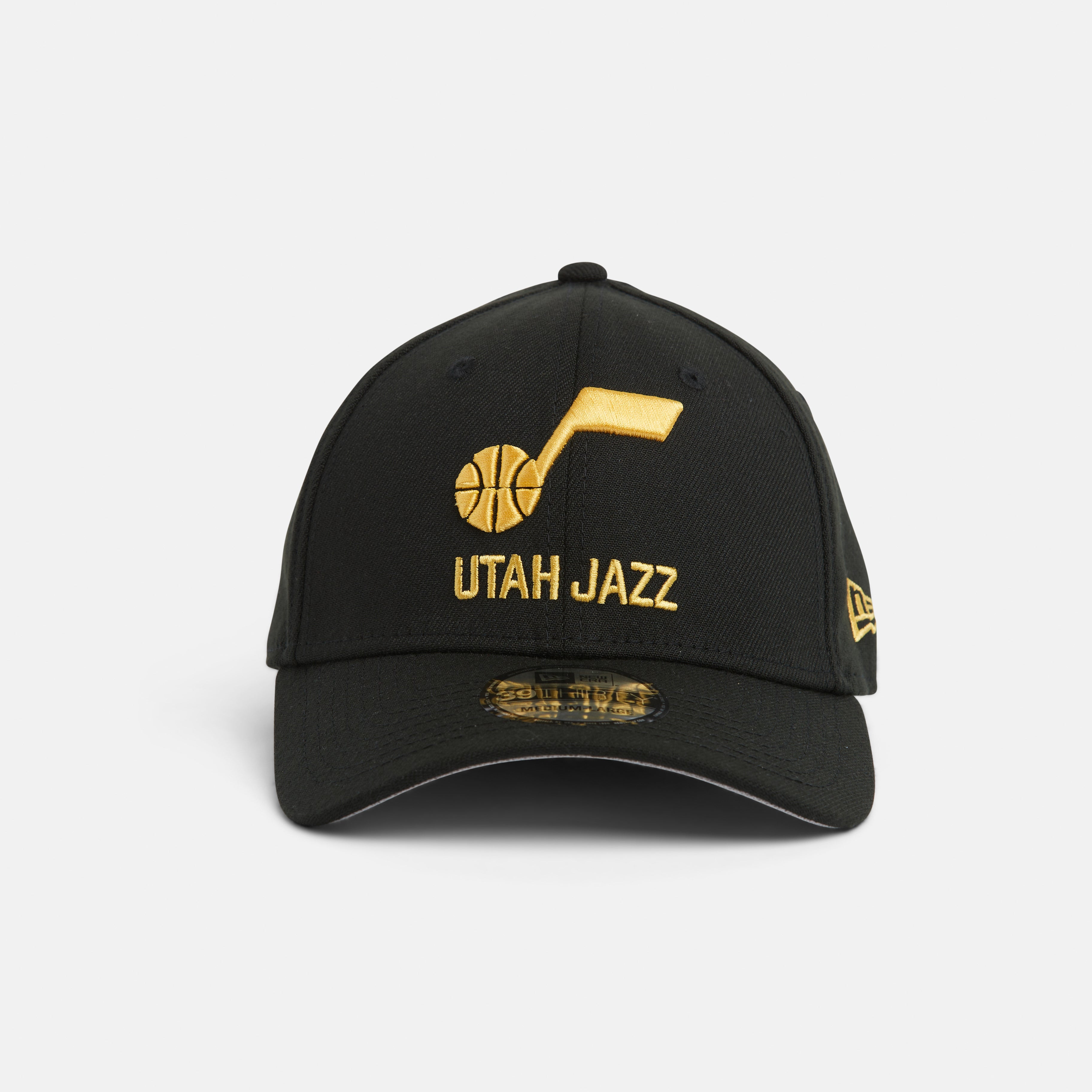 Front black 3930 with yellow note and Utah Jazz wordmark logo.